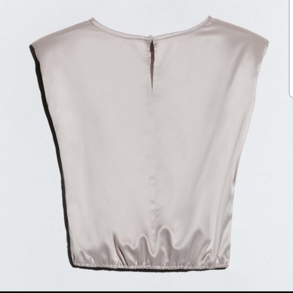 ZARA Satin Effect Shoulder Pad Top Sz S - Picture 3 of 4
